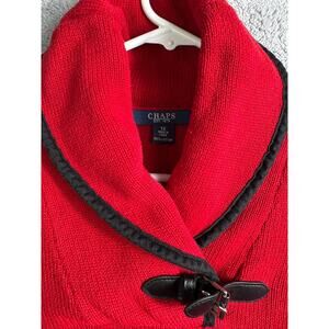 Chaps by Ralph Lauren Sweater Womens 1X Red Shawl Collar Buckle Pullover Casual